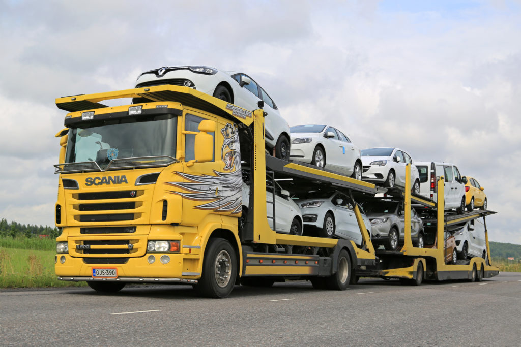 shipping internationally flatbed with cars transportation