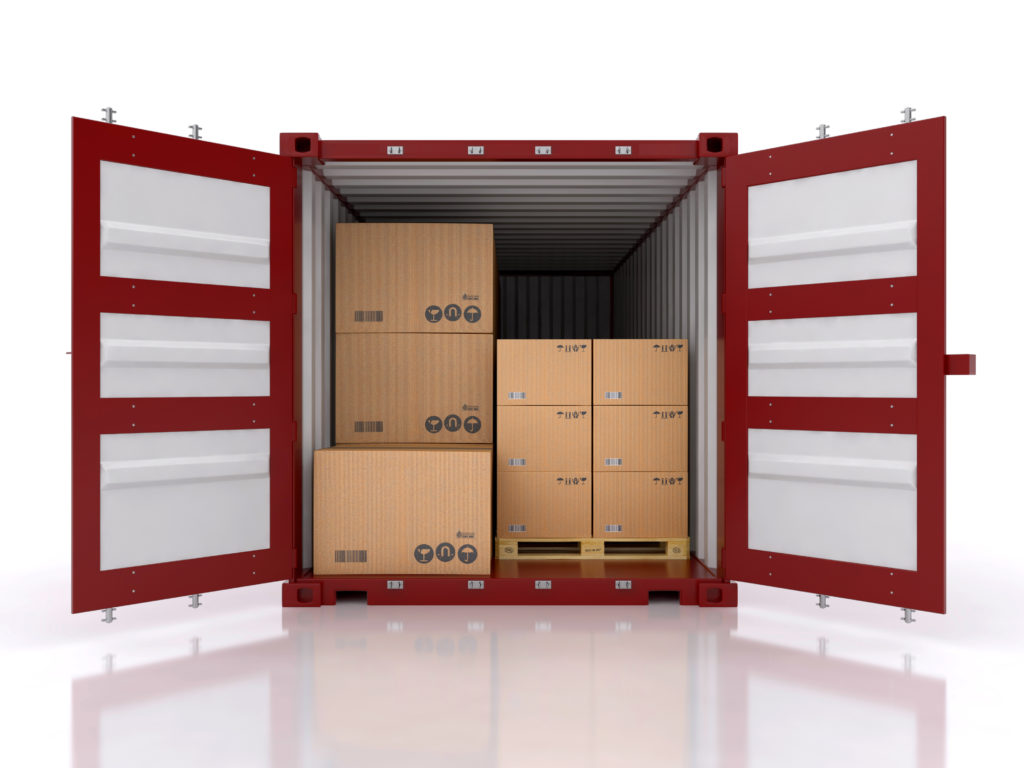 auto shipping container with goods